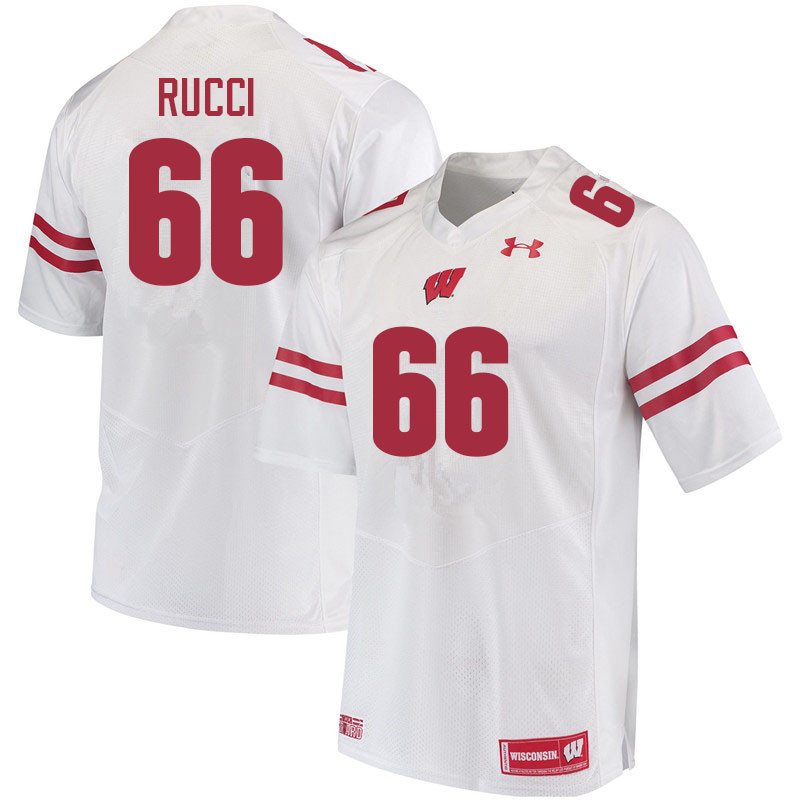Men #66 Nolan Rucci Wisconsin Badgers College Football Jerseys Sale-White